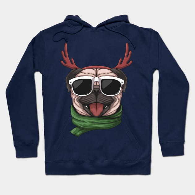 Christmas Pug Dog Hoodie by be yourself. design